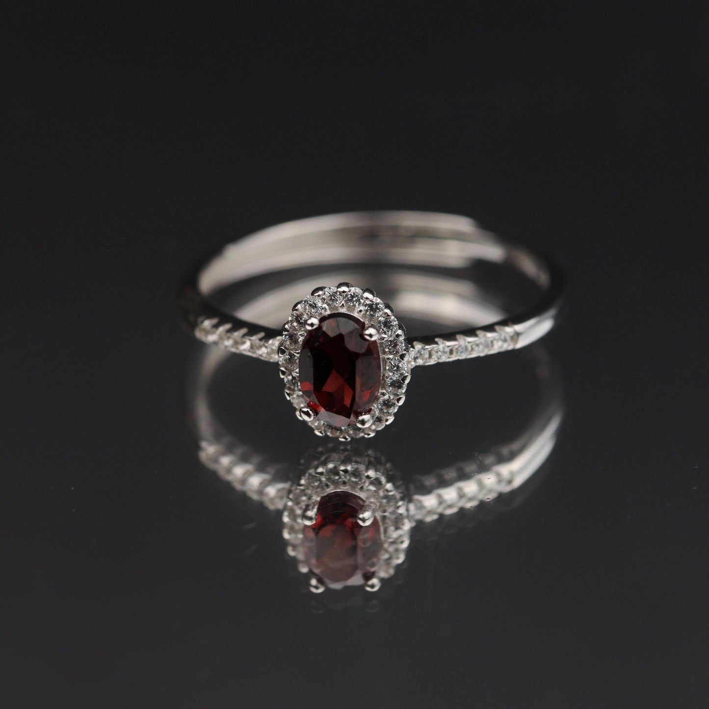 Silver Adjustable Ring RHODOLITE Garnet Gemstone Pawnable Women's Accessories with AGCL Certification