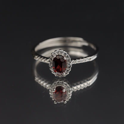 Silver Adjustable Ring RHODOLITE Garnet Gemstone Pawnable Women's Accessories with AGCL Certification