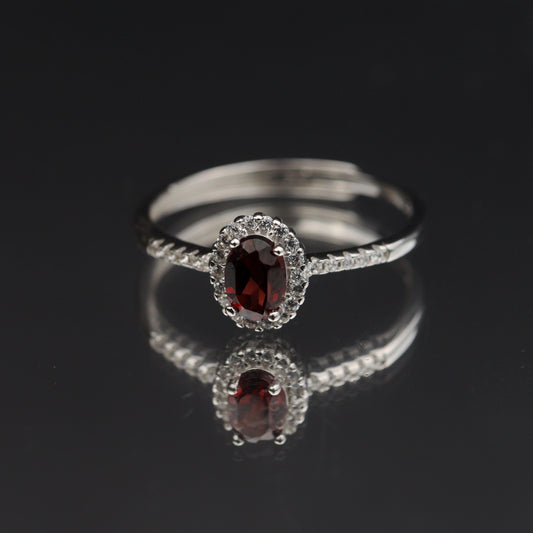 Silver Adjustable Ring RHODOLITE Garnet Gemstone Pawnable Women's Accessories with AGCL Certification