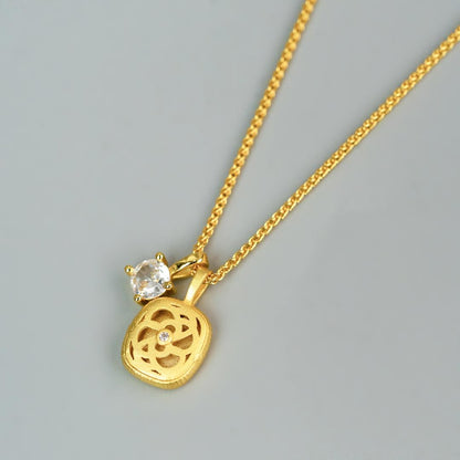 VEA Square Floral Pendant Chain Necklace For Women's