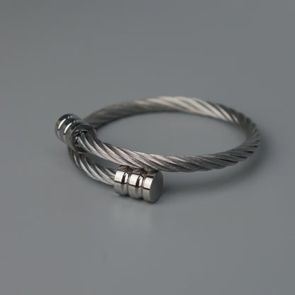 ZAE Silver Twisted Flexible Bangle For Women Men Unisex