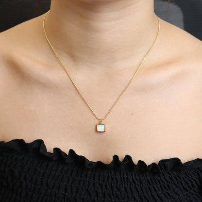 MISTY White Square Pendant Necklace for Women