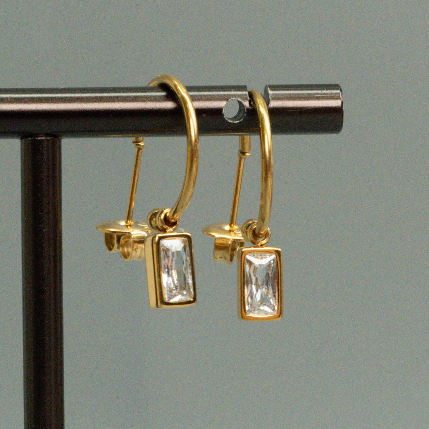 BRILLIANCE STONE Hoop Drop Earrings for Women's