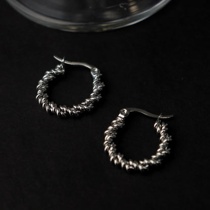 GUS Gold/Silver Twisted Hoop Earrings