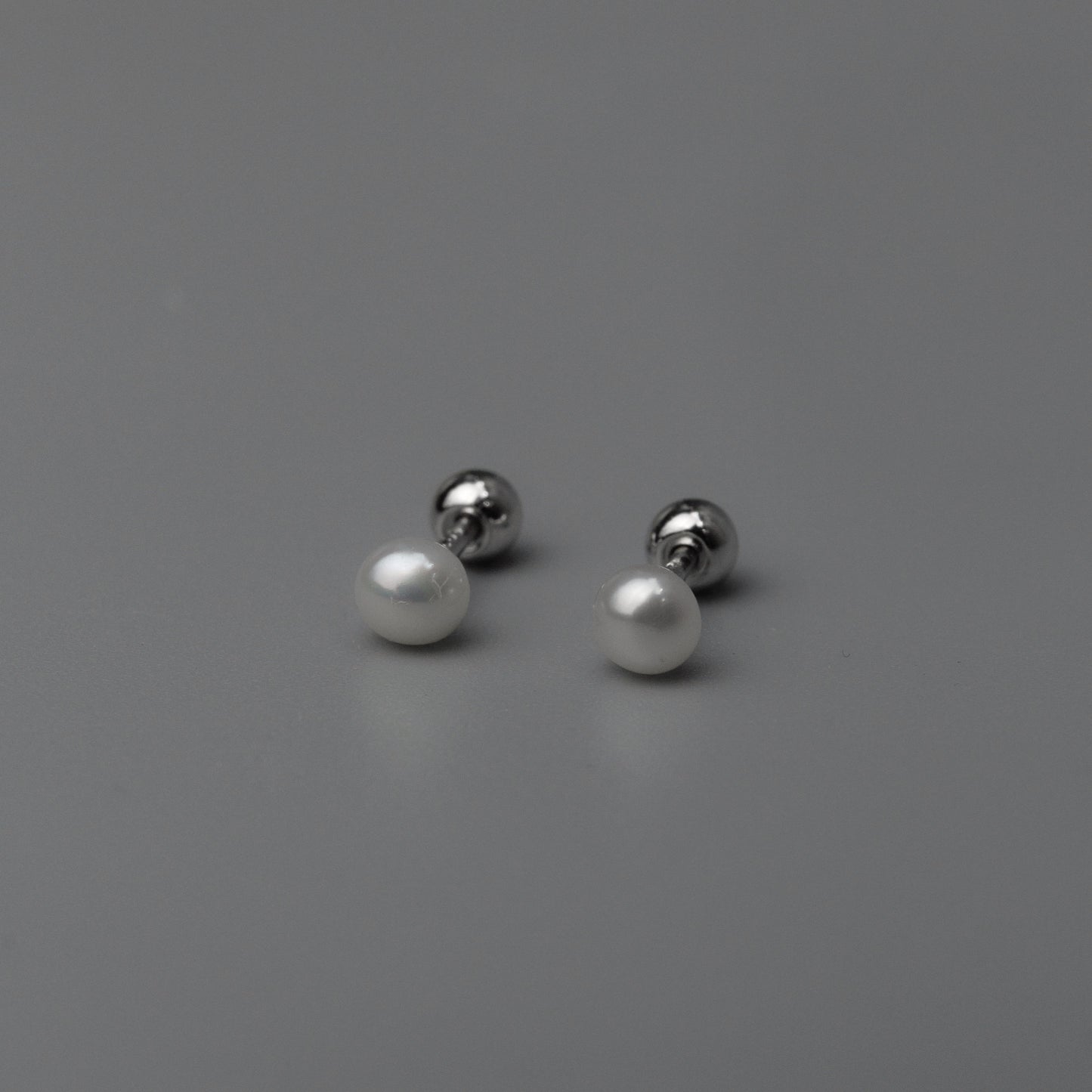 SHORE S925 Silver 3mm Pearl Stud Earrings Women's