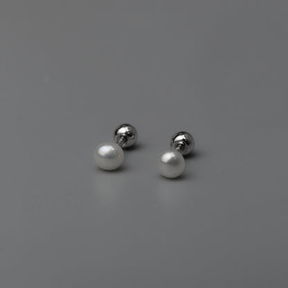SHORE S925 Silver 3mm Pearl Stud Earrings Women's