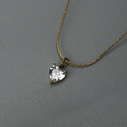 MARJ Heart Pendant Glass Thin Link Chain Necklace