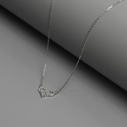 BENNETT S925 Silver Open Heart Flower Pendant Chain Necklace for Women