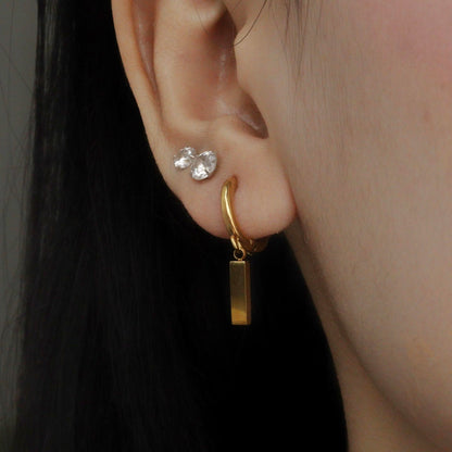MARINE Small Bar Drop Huggie Earrings
