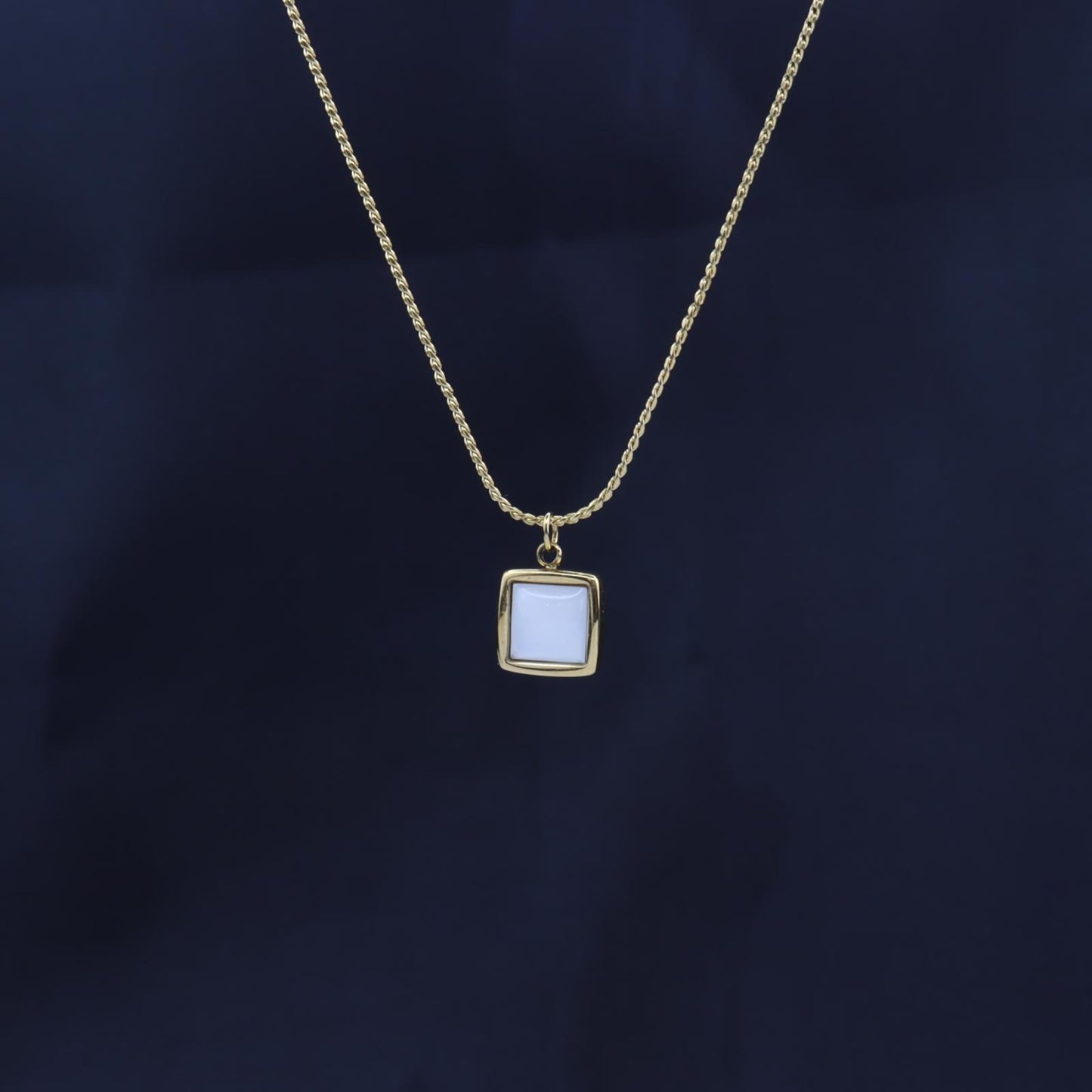 MISTY White Square Pendant Necklace for Women