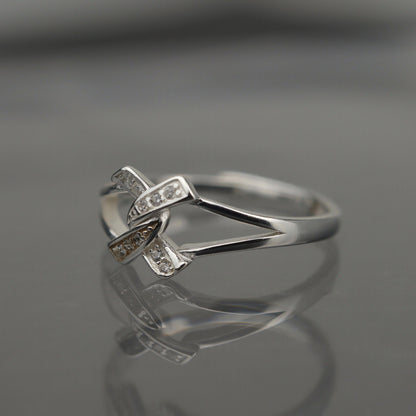 MIRA S925 Silver X Knot Adjustable Ring for Women