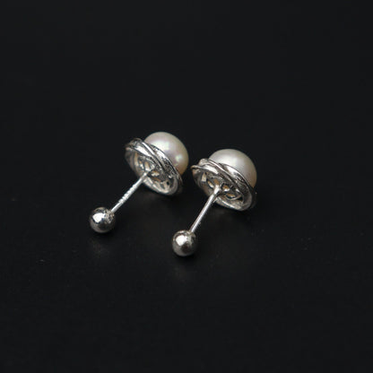 COREA S925 Silver Synthetic Pearl Stud Earrings Women's