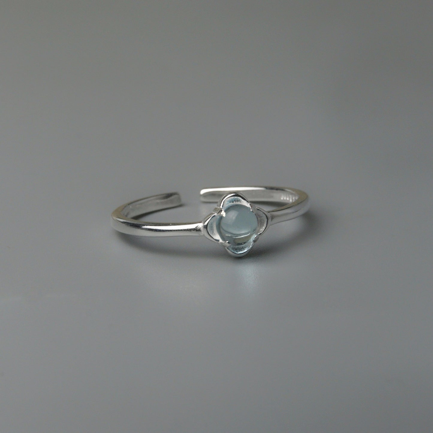RELLA S925 Silver Round Lucky Design Adjustable Ring