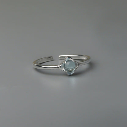 RELLA S925 Silver Round Lucky Design Adjustable Ring