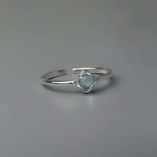 RELLA S925 Silver Round Lucky Design Adjustable Ring