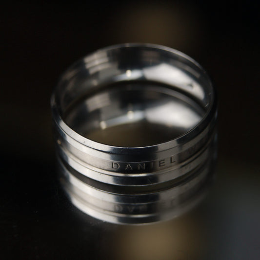 Men Jewelry DANIEL Silver 6mm Wide Inlay Ring Fashion For Men's