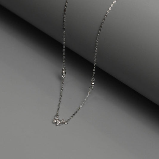 FARAH S925 Silver Mini Buttefly Heart Pendant Chain Necklace for Women