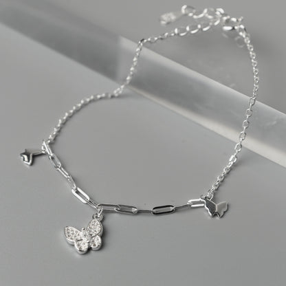 FLITARA S925 Silver Butterfly for Women Bracelet