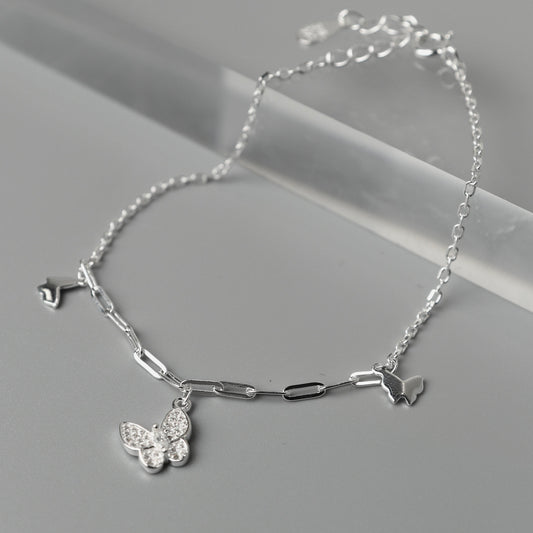 FLITARA S925 Silver Butterfly for Women Bracelet