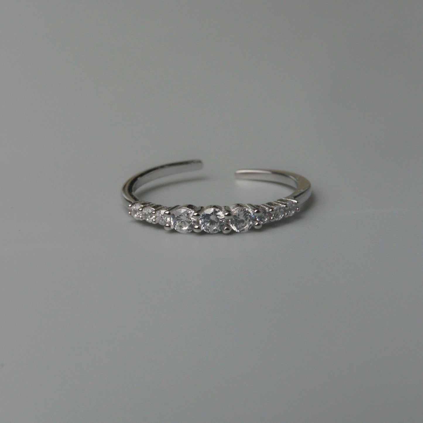 S925 Silver Versatile Shapes Embedded Adjustable Ring Women's