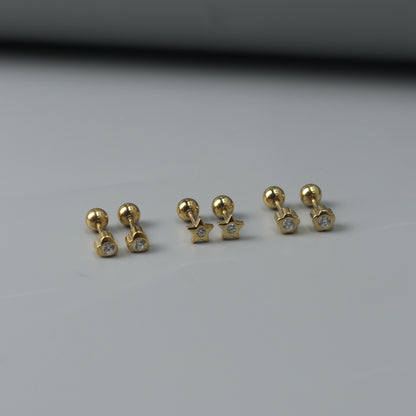 Mini Various Embedded Shapes Stud De Roscas Earrings