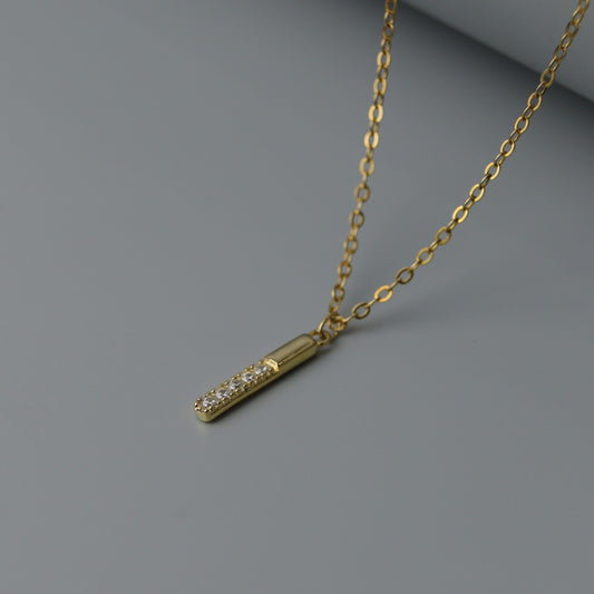 LINER S925 Silver Vermeil Mini Bar Pendant Chain Necklace for Women