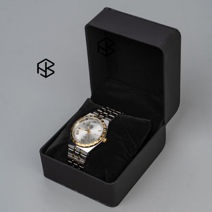 MARVONE Roman Numerical Luminous Dial Snake Two-Tone Men's Watch with Date and Day Display
