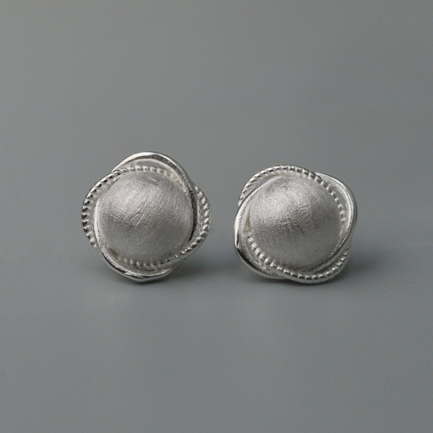 BORIS S925 Silver Dome Circular Stud Earrings
