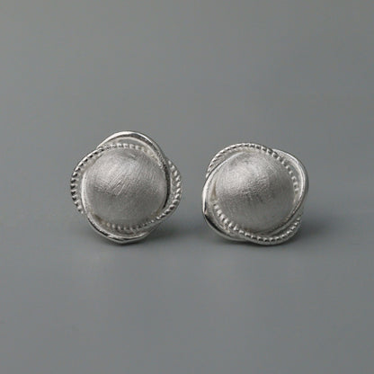 BORIS S925 Silver Dome Circular Stud Earrings