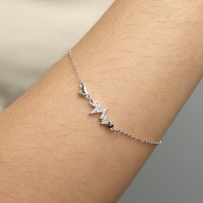 ZAFRIE S925 Silver Heartbeat for Women Men Bracelet