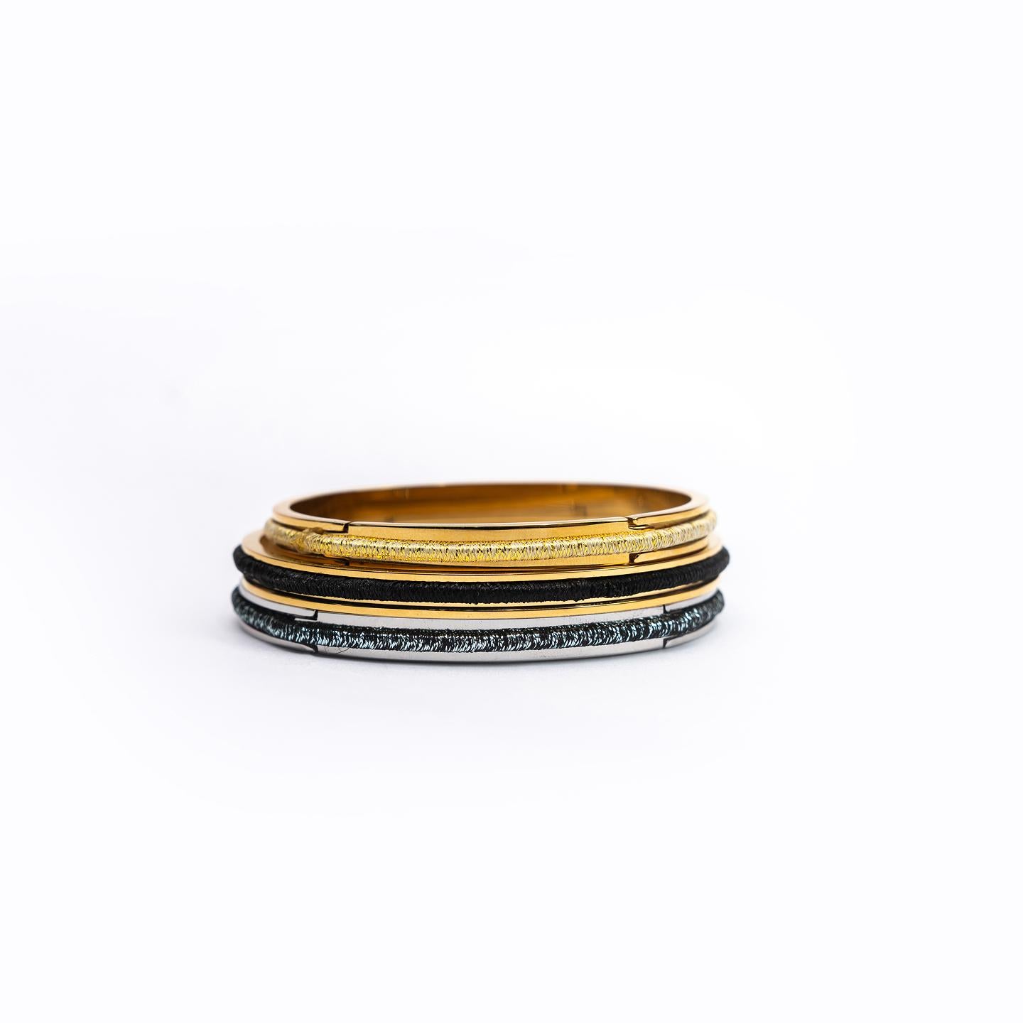 SOLENE Gold/Silver Attachable Different Colors Hair Tie Bangle Bracelet for Women