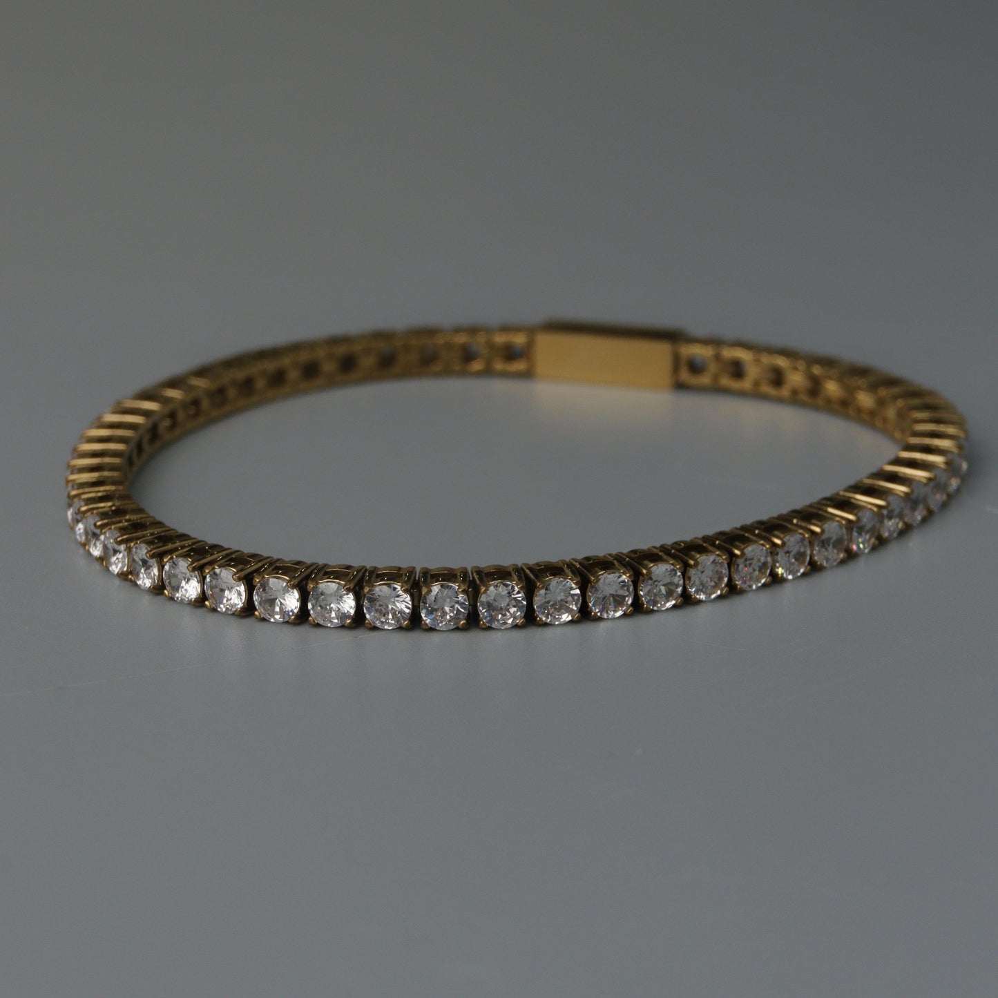 MONDE Gld/Silver Tennis Round Link Bracelet Full Embedded Fashion For Women