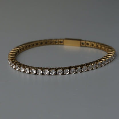 MONDE Gld/Silver Tennis Round Link Bracelet Full Embedded Fashion For Women