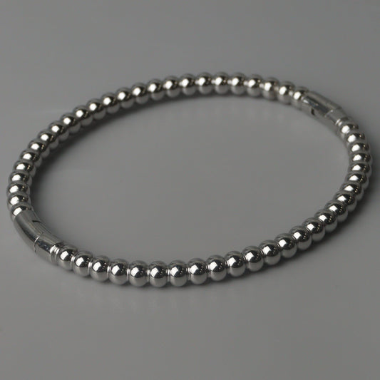 ARIA Silver Bubble Oval Bangle Bracelet