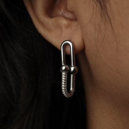 Silver TINAH Buckle Embedded Drop Earrings Women's