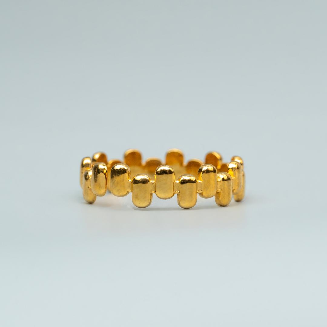 VION Uneven Rectangle Hip-Hop Adjustable Ring for Women