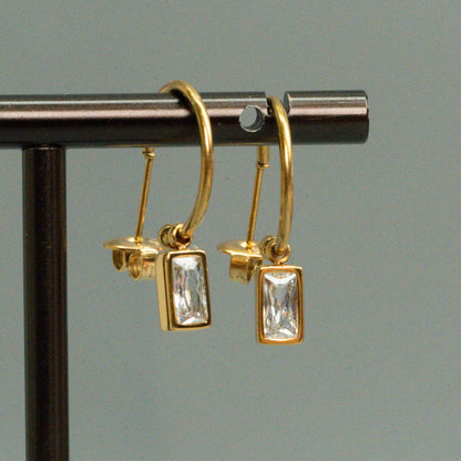 BRILLIANCE STONE Hoop Drop Earrings for Women's