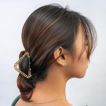 Hair Clamp Claw BLOOM Collection for Women – Gold Chain Design Hair Clamp Clip