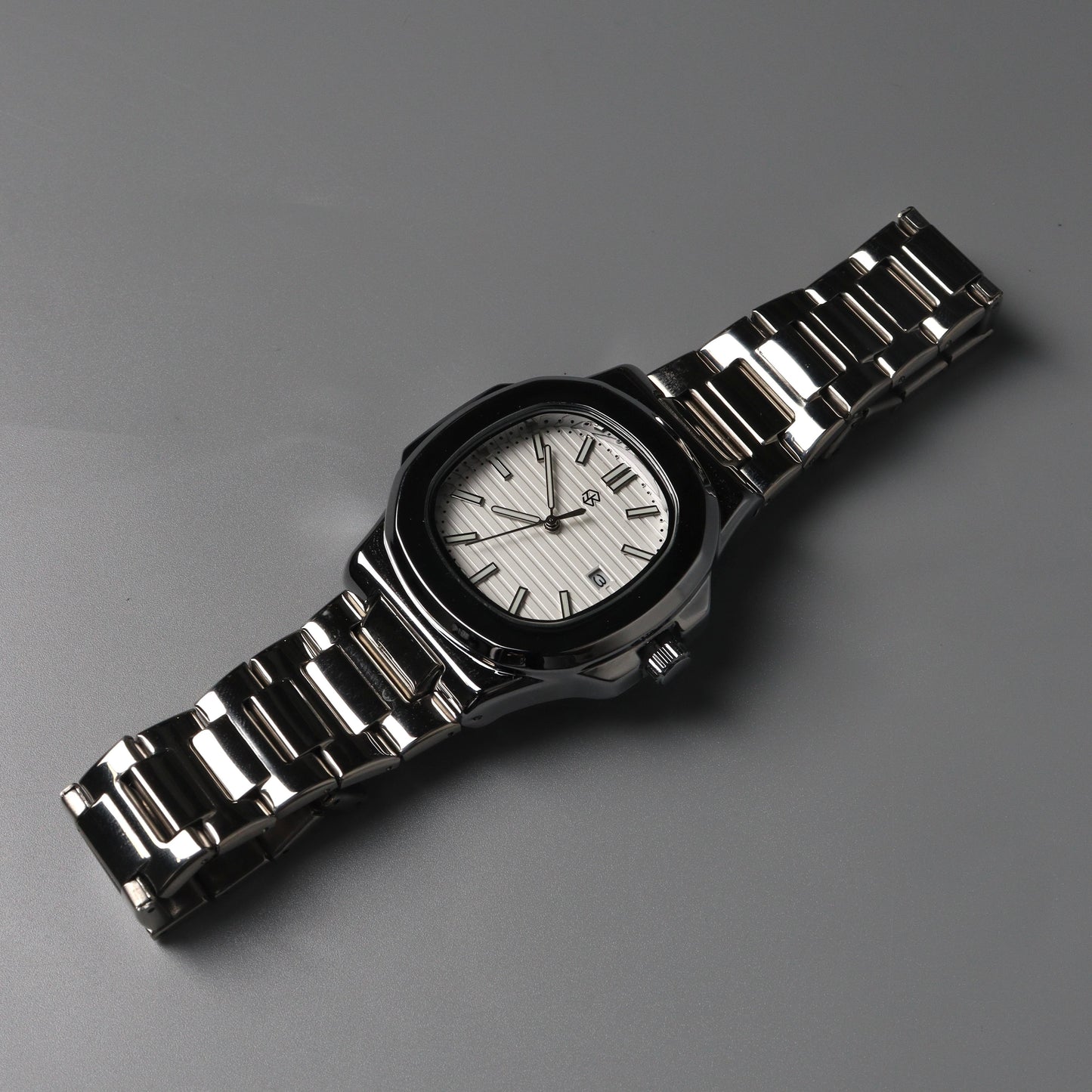 CHRIS White Square Silver Strap Men's Watch