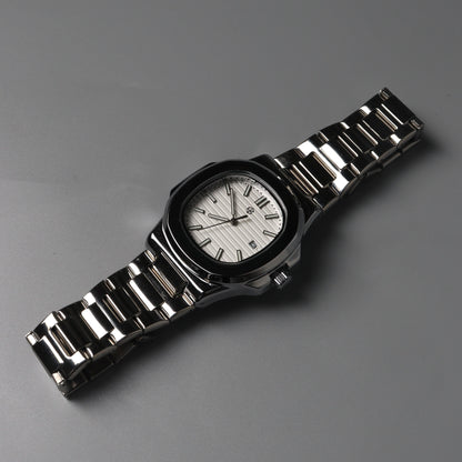 CHRIS White Square Silver Strap Men's Watch
