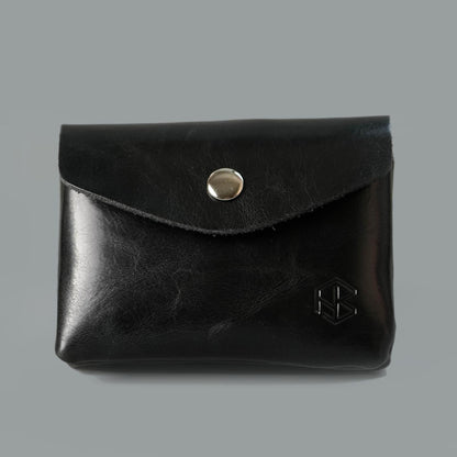 HB Wallet Black Leather Coin Purse Multi-Compartment Fashion Card Wallet for Men and Women WLT0002