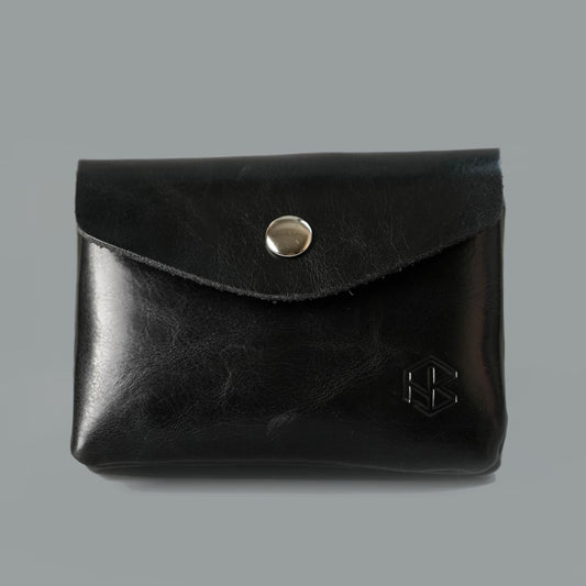 HB Wallet Black Leather Coin Purse Multi-Compartment Fashion Card Wallet for Men and Women WLT0002