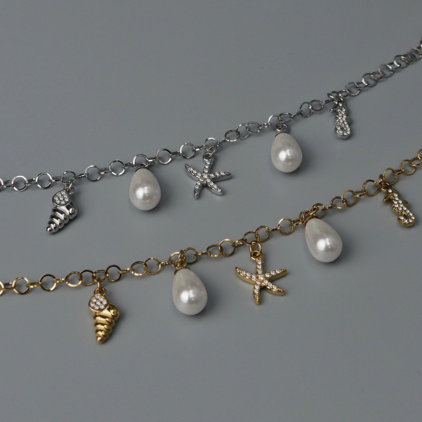 CAMAYA Gld/Silver Synthetic Pearl Summer Bracelet for Women