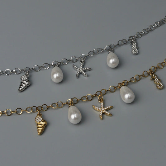 CAMAYA Gld/Silver Synthetic Pearl Summer Bracelet for Women