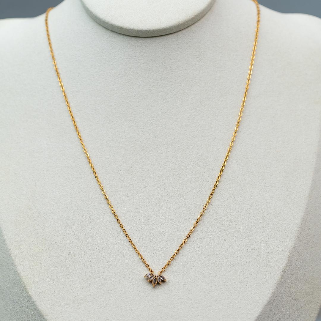 LINEA Small Curved Oval Shaped Pendant Chain Necklace For Women's