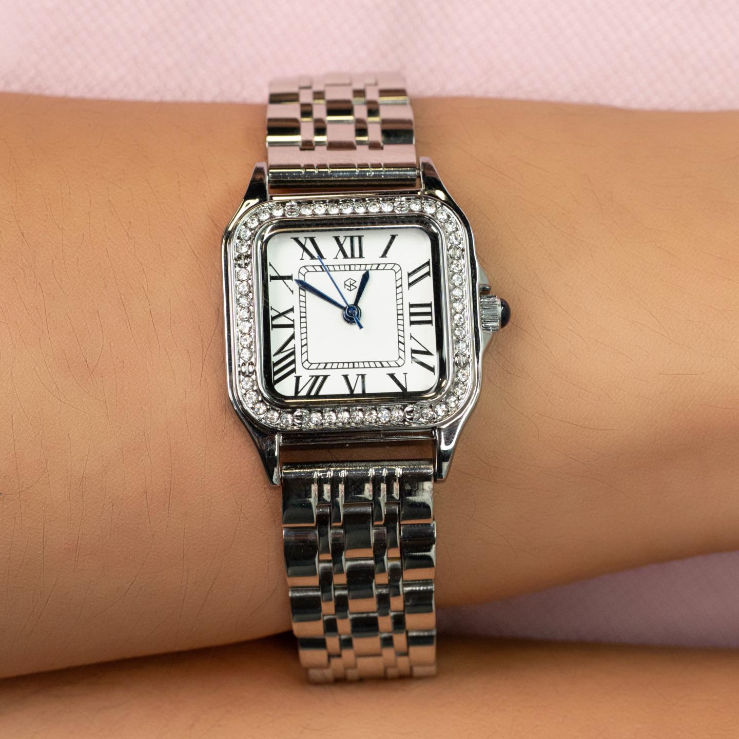 FROSTELIX Silver Ice Rectangle Roman Numerical Minimalist Unisex Watch