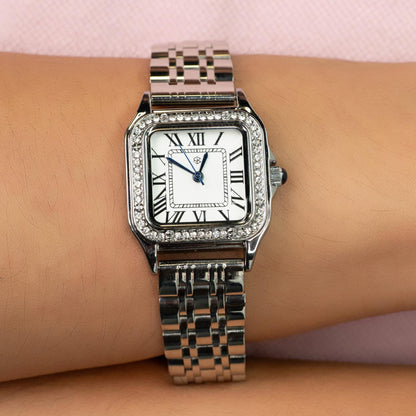 FROSTELIX Silver Ice Rectangle Roman Numerical Minimalist Unisex Watch