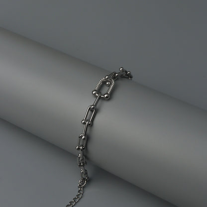 Silver BENICE Centered U Full Embedded Hollow Buckle Bracelet Fashion For Women