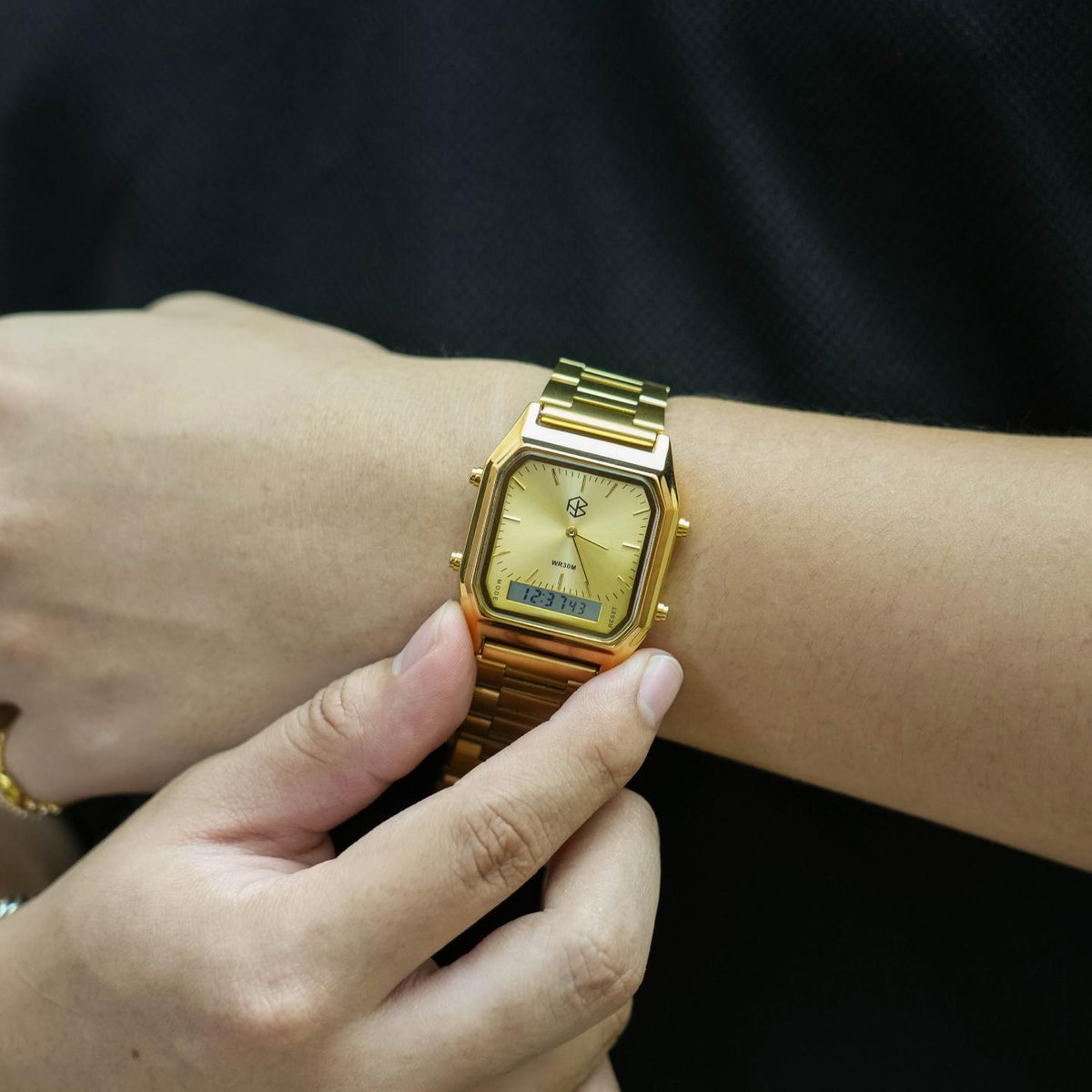 OMNIX Square Modern Style Unisex  Digital/Analog Watch