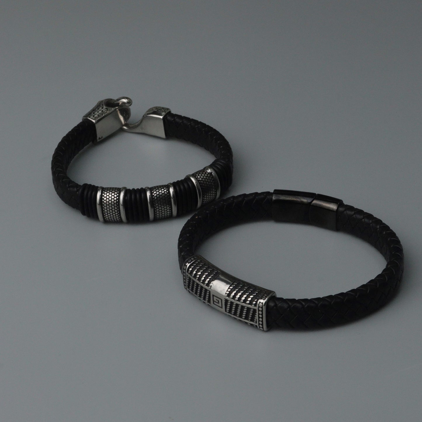 Men Jewelry MAEL Black Snake Charm Leather Bracelet Fashion Accessory for Men